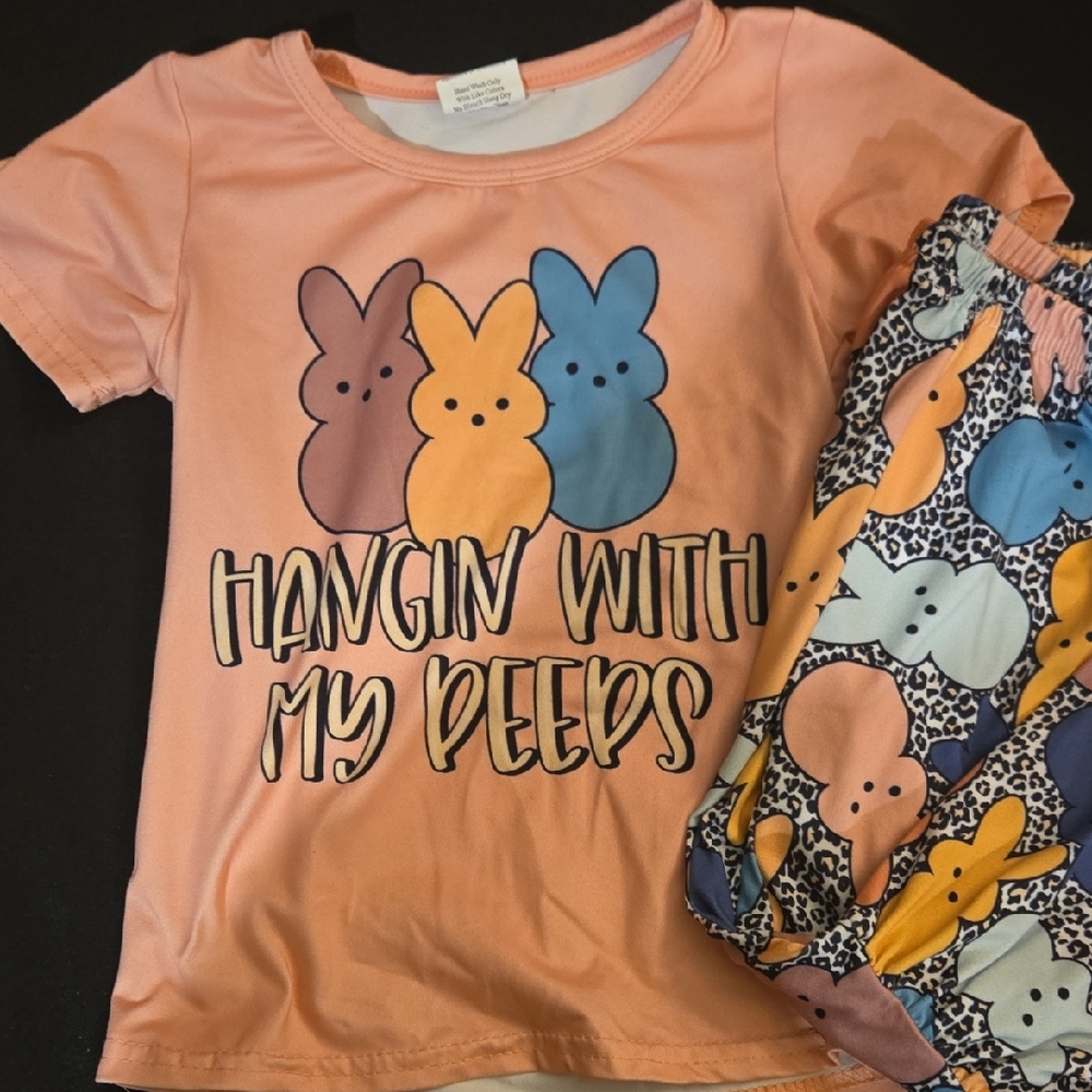 Kids Matching Set - Hangin With My Peeps - Pink and Multicolor